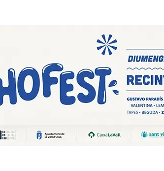 Cartel promocional de Ashofest 2026 en La Vall d’Uixó, destacando fecha 14 de junio en el Recinte Firal, con nombres de artistas como Gustavo Paradís y Pedro Medina DJ. Se menciona la oferta de tapes, bebidas, zona infantil y música en vivo.